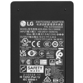 LG 27GP850-B 27GP850-B.AEU Charger power supply 65W